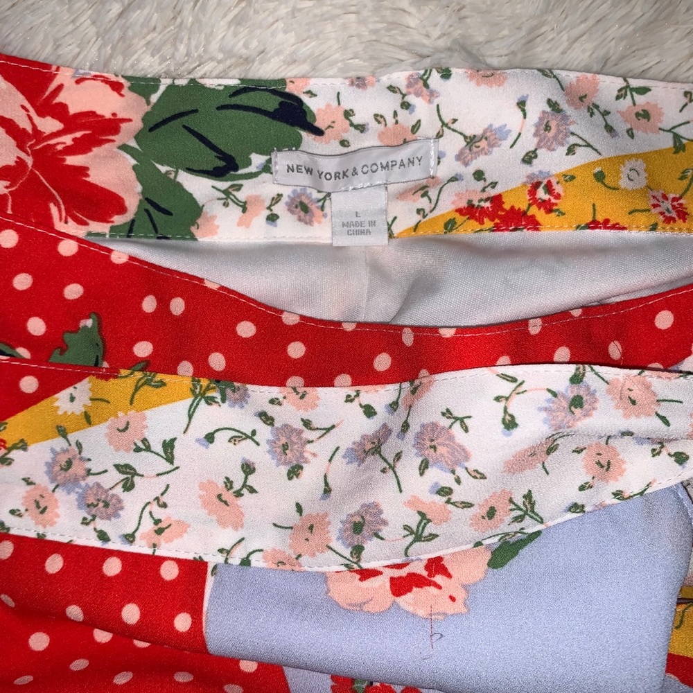 Floral And Striped Maxi Skirt - Red, Yellow, Blue - Picture 2 of 2